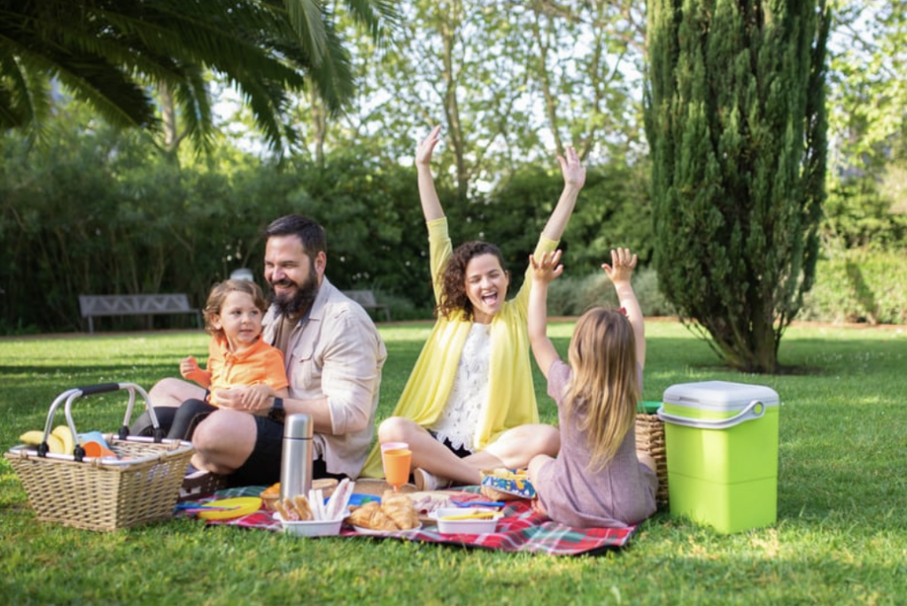 A family having a picnic.